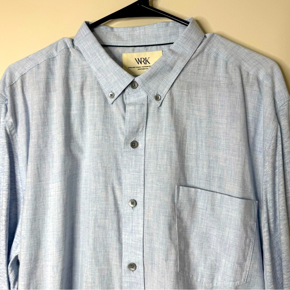 WRK The Reworked 100% Cotton Light Blue Button Down Long Sleeve Shirt Size‎ XL